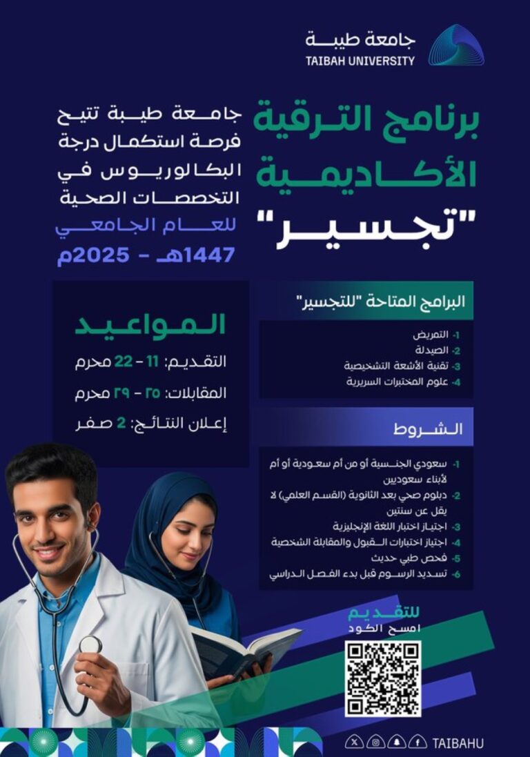 جامعة-طيبة-تطلق-برنامج-الترقية-“تجسير”.-موعد-التقديم-والشروط