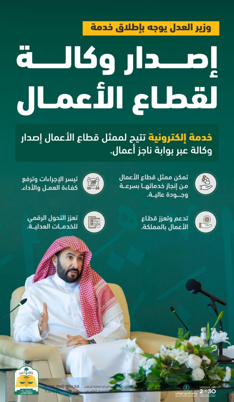 عاجل:-لتيسير-التعاملات-العدلية.-إطلاق-إصدار-وكالة-إلكترونيا-لقطاع-الأعمال