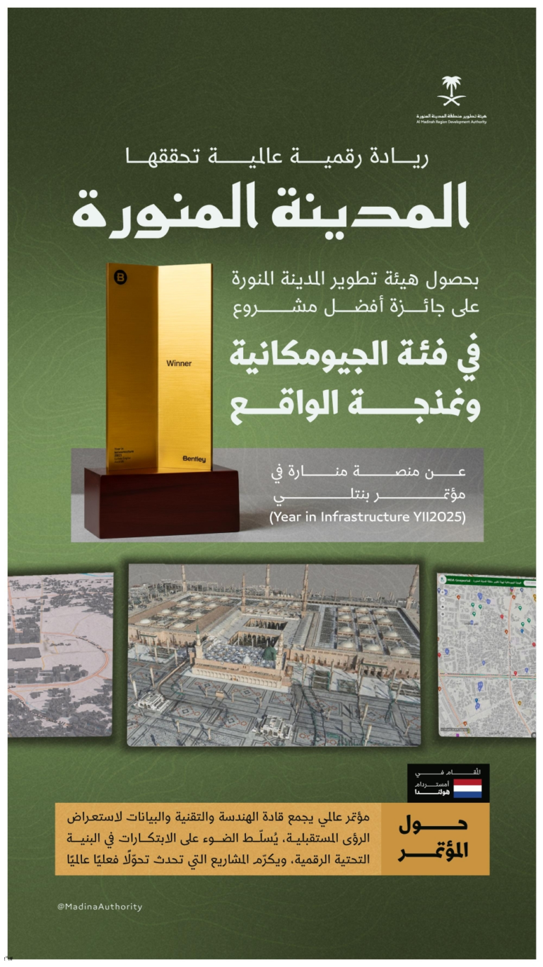 أمستردام.-المدينة-المنورة-تفوز-بجائزة-عالمية-في-مؤتمر-البنية-التحتية
