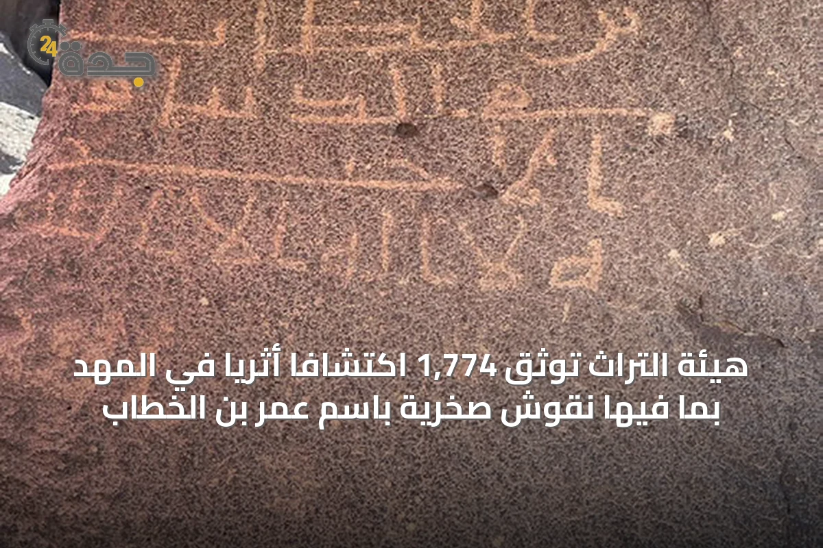 هيئة التراث توثق 1,774 اكتشافًا أثريًا في المهد بما فيها نقوش صخرية باسم عمر بن الخطاب