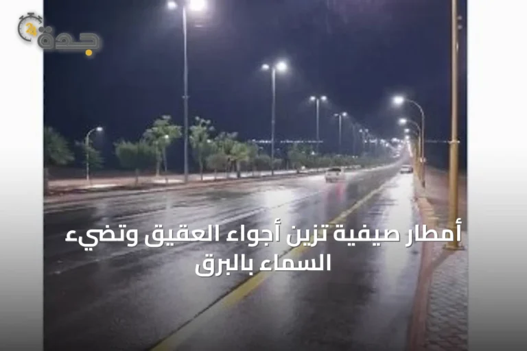 أمطار صيفية تزيّن أجواء العقيق وتضيء السماء بالبرق