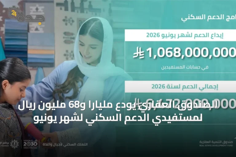 الصندوق العقاري يودع ملياراً و68 مليون ريال لمستفيدي الدعم السكني لشهر يونيو