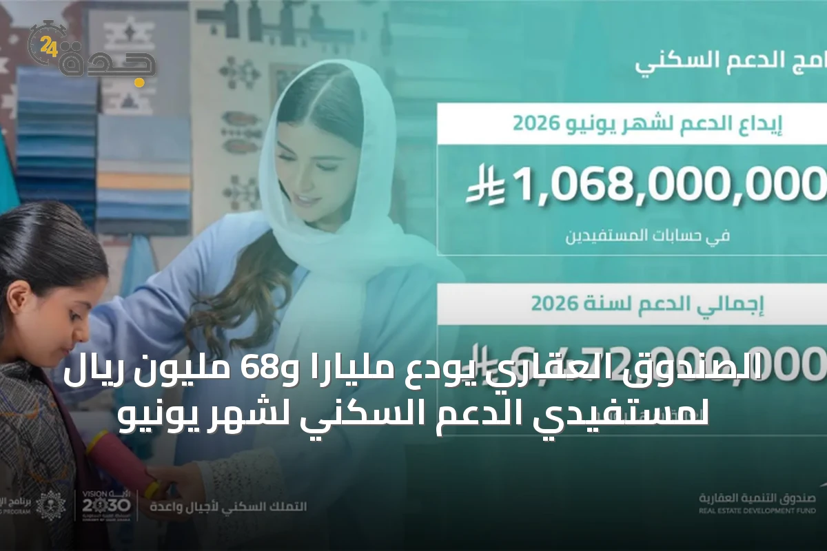 الصندوق العقاري يودع ملياراً و68 مليون ريال لمستفيدي الدعم السكني لشهر يونيو