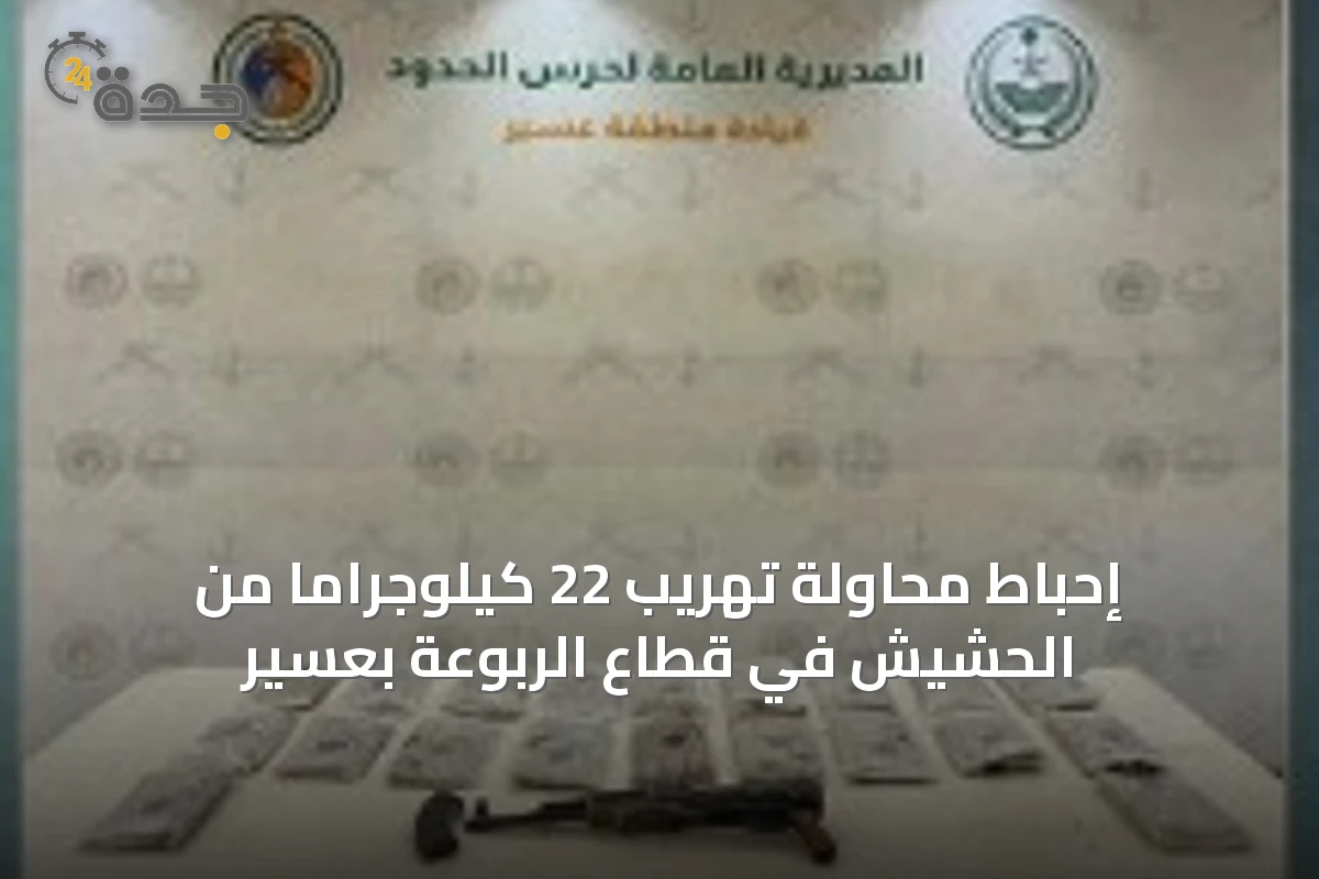 إحباط محاولة تهريب 22 كيلوجرامًا من الحشيش في قطاع الربوعة بعسير