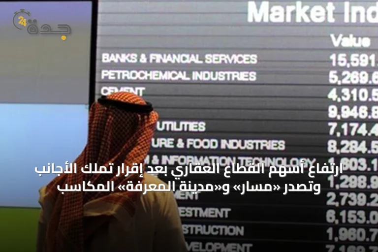ارتفاع أسهم القطاع العقاري بعد إقرار تملك الأجانب وتصدر «مسار» و«مدينة المعرفة» المكاسب