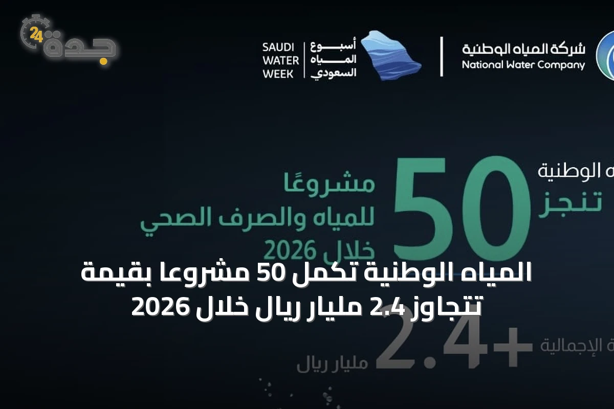 المياه الوطنية تُكمل 50 مشروعًا بقيمة تتجاوز 2.4 مليار ريال خلال 2026
