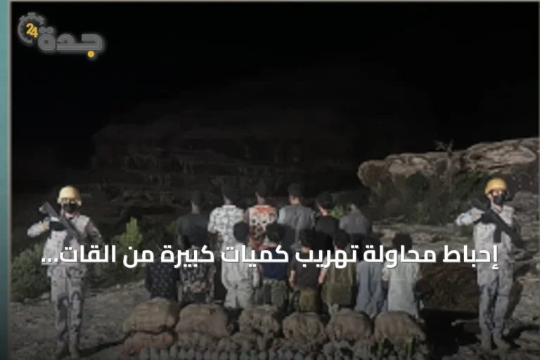 إحباط محاولة تهريب كميات كبيرة من القات في عسير واعتقال 14 شخصًا