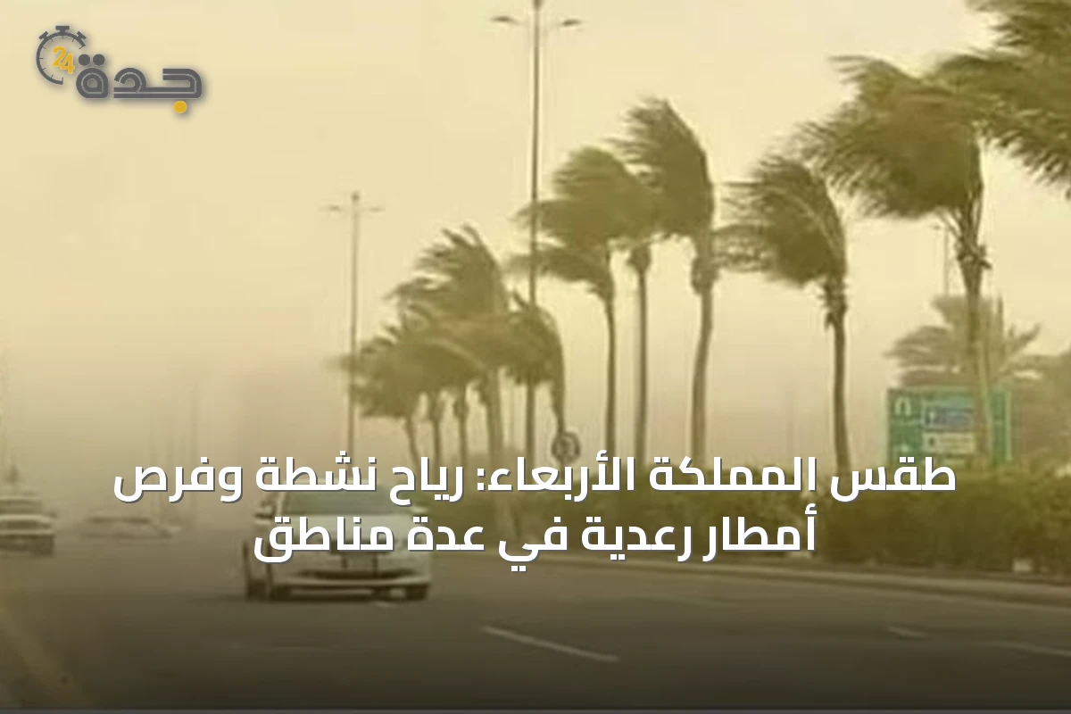 طقس المملكة الأربعاء: رياح نشطة وفرص أمطار رعدية في عدة مناطق