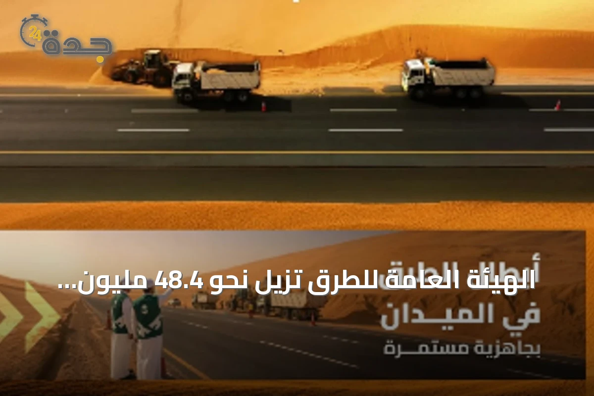 الهيئة العامة للطرق تزيل نحو 48.4 مليون متر مكعب من الرمال من حرم الطرق خلال 2025