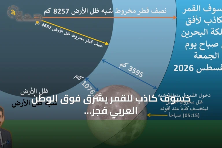 خسوف كاذب للقمر يشرق فوق الوطن العربي فجر الجمعة 28 أغسطس 2026