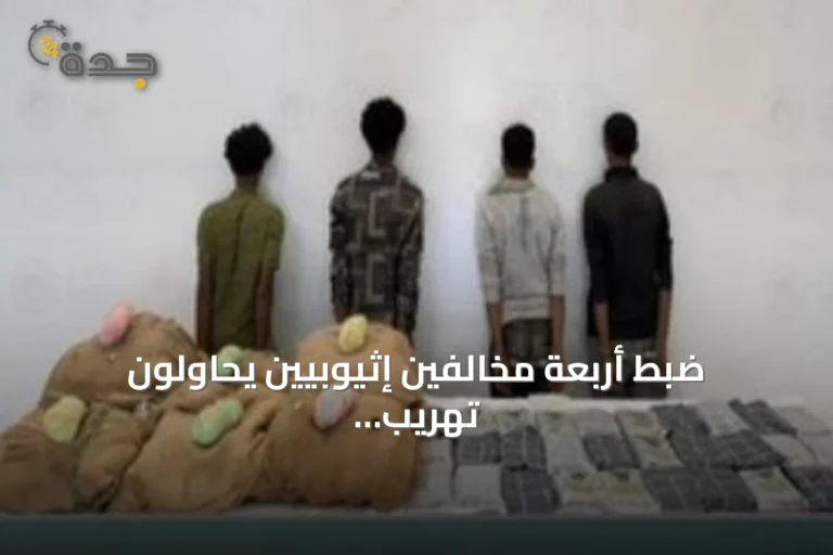 ضبط أربعة مخالفين إثيوبيين يحاولون تهريب الحشيش والقات بجازان