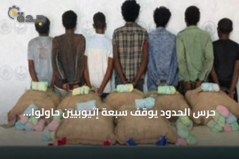 حرس الحدود يوقف سبعة إثيوبيين حاولوا تهريب 140 كجم من القات في عسير