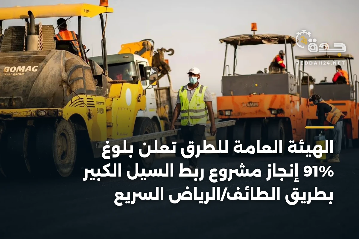 الهيئة العامة للطرق تعلن بلوغ 91% إنجاز مشروع ربط السيل الكبير بطريق الطائف/الرياض السريع 1 الهيئة العامة للطرق تعلن بلوغ 91% إنجاز مشروع ربط السيل الكبير بطريق الطائف/الرياض السريع