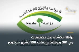 نزاهة تكشف عن تحقيقات مع 381 موظفاً وإيقاف 158 بشهر سبتمبر 2 article 351363