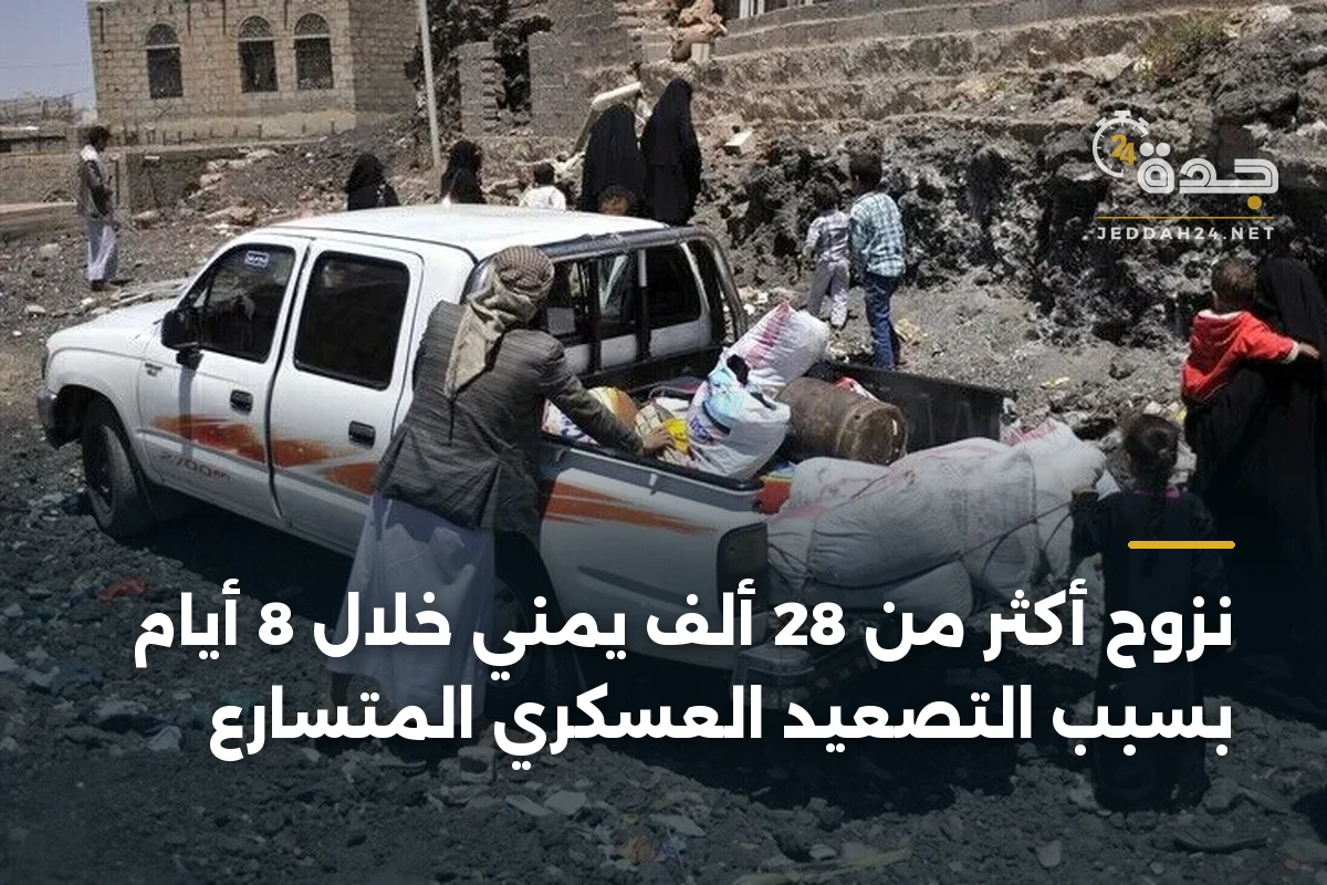 نزوح أكثر من 28 ألف يمني خلال 8 أيام بسبب التصعيد العسكري المتسارع