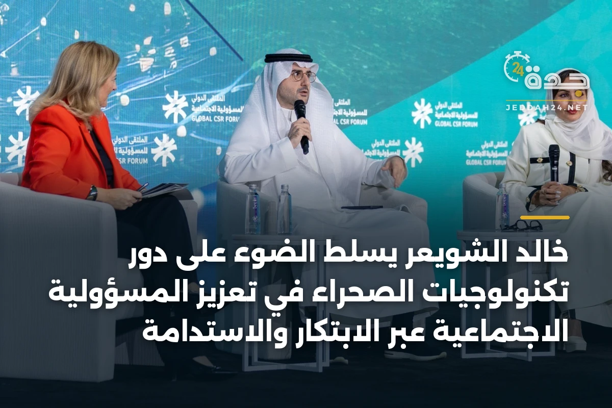 خالد الشويعر يسلط الضوء على دور تكنولوجيات الصحراء في تعزيز المسؤولية الاجتماعية عبر الابتكار والاستدامة 1 خالد الشويعر يسلط الضوء على دور تكنولوجيات الصحراء في تعزيز المسؤولية الاجتماعية عبر الابتكار والاستدامة