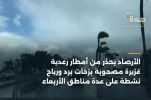 الأرصاد يحذر من أمطار رعدية غزيرة مصحوبة بزخات برد ورياح نشطة على عدة مناطق الأربعاء 2 article 434619