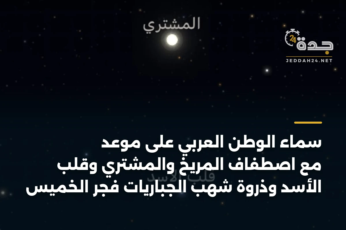 سماء الوطن العربي على موعد مع اصطفاف المريخ والمشتري وقلب الأسد وذروة شهب الجباريات فجر الخميس