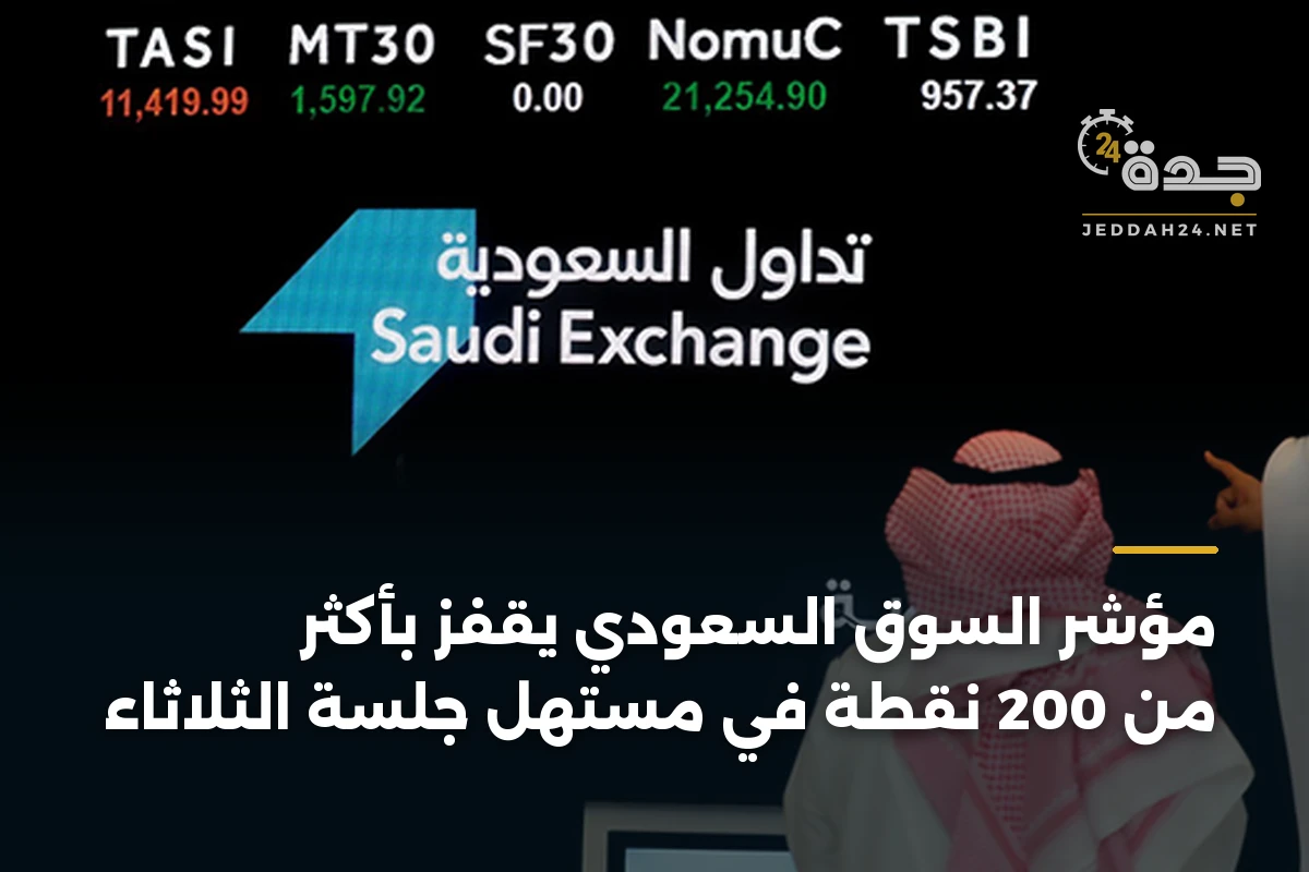 مؤشر السوق السعودي يقفز بأكثر من 200 نقطة في مستهل جلسة الثلاثاء 1 مؤشر السوق السعودي يقفز بأكثر من 200 نقطة في مستهل جلسة الثلاثاء