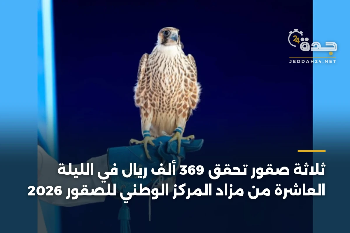 ثلاثة صقور تحقق 369 ألف ريال في الليلة العاشرة من مزاد المركز الوطني للصقور 2026 1 ثلاثة صقور تحقق 369 ألف ريال في الليلة العاشرة من مزاد المركز الوطني للصقور 2026