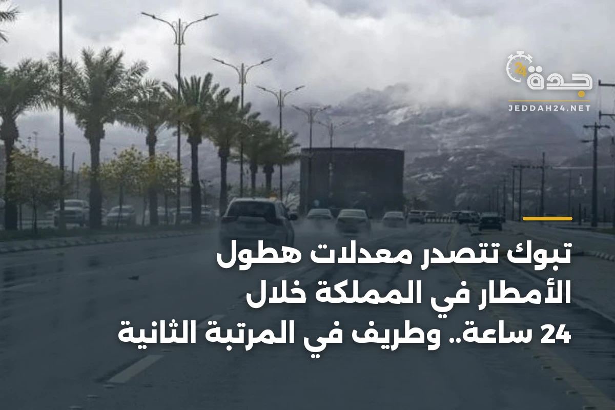تبوك تتصدر معدلات هطول الأمطار في المملكة خلال 24 ساعة.. وطريف في المرتبة الثانية